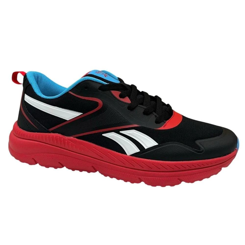Reebok Youth Big Boys Rush Sneakers Size 7 Black Fiery Red White Blue Lace Up